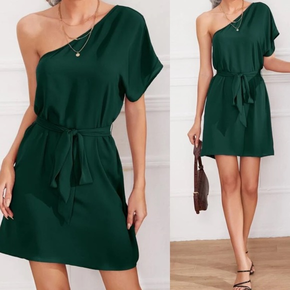 Boho one shoulder belted dress - Picture 11 of 15